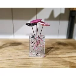 Mini vaas met 3 glazen bloemen paars Carneol Glas - 3