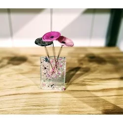 Mini vaas met 3 glazen bloemen paars Carneol Glas - 4